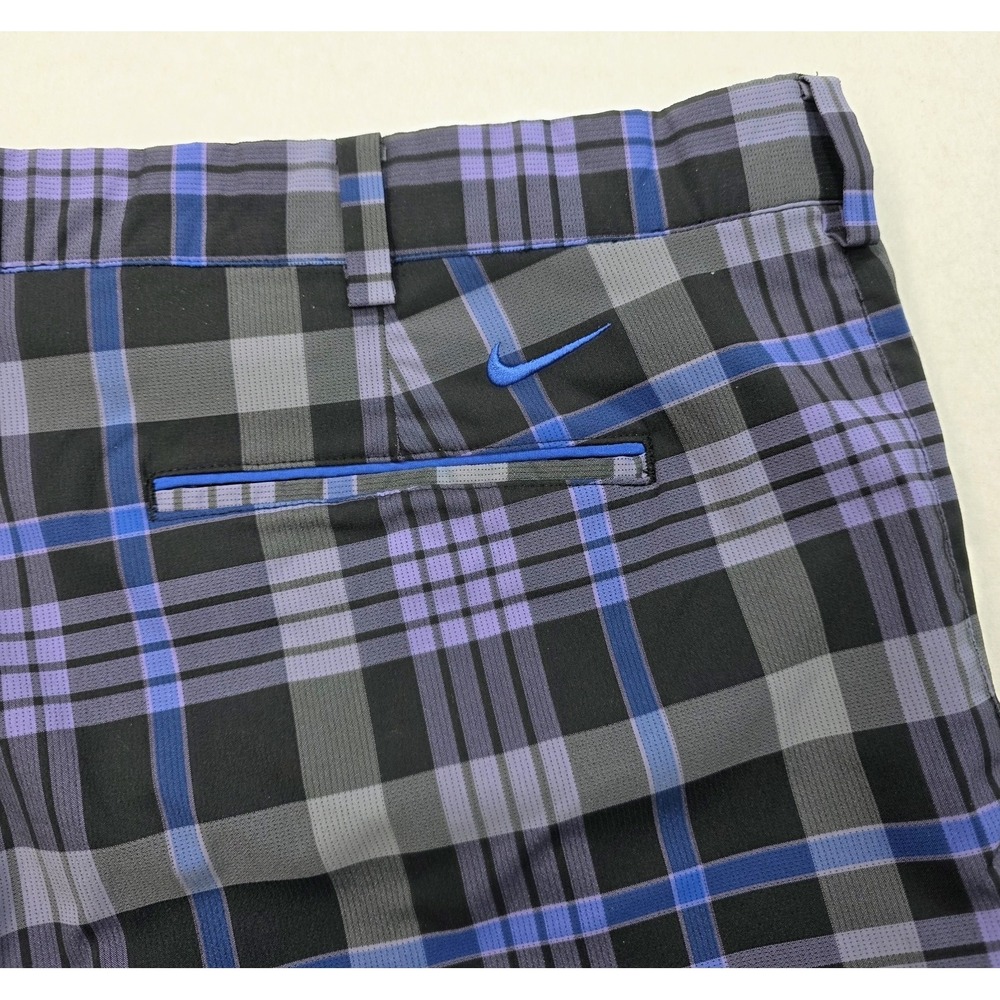 Nike Golf Shorts Mens 40 LIMITED USE Plaid Flat Front Dri‎ Fit Tour Performance